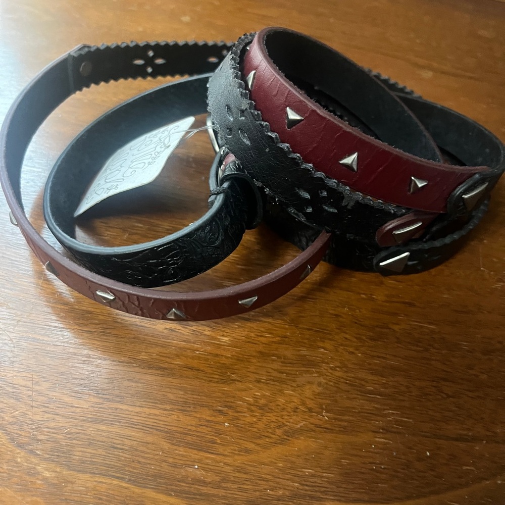NWT Free People Black and Burgundy Studded double wrap Belt Sz Sm/md - Picture 4 of 4